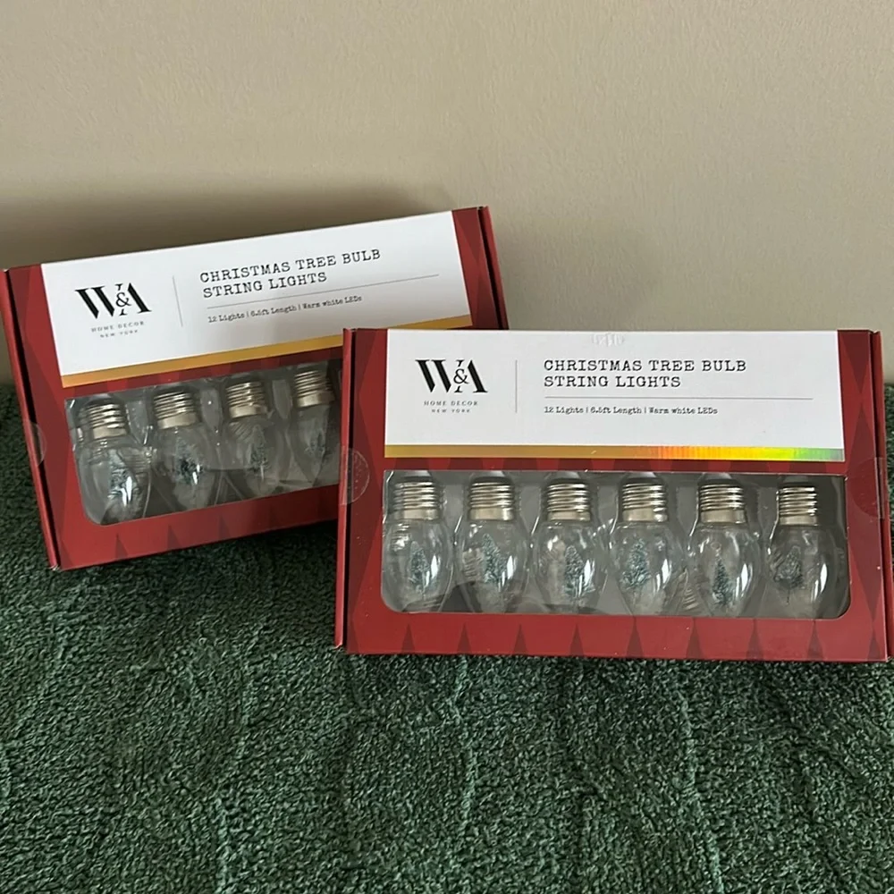W&A Home Decor New York Christmas Tree Bulb String Lights Set of 2 NEW